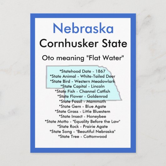 Over Nebraska Briefkaart (Voorkant)