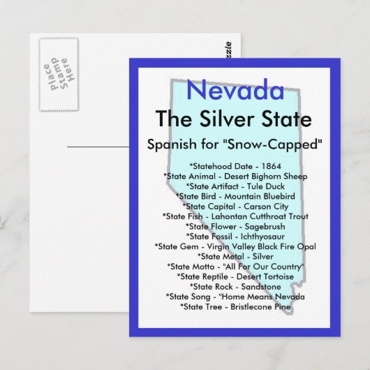 Over Nevada Briefkaart (Voorkant / Achterkant)