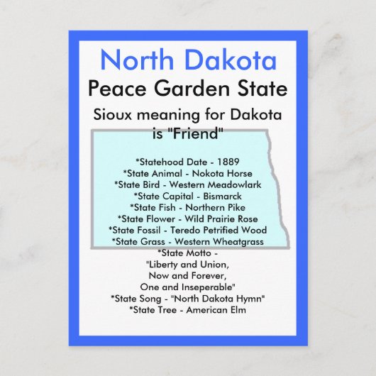 Over North Dakota Briefkaart (Voorkant)