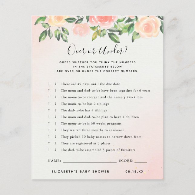 Over of Onder | Baby Shower Spel (Voorkant)