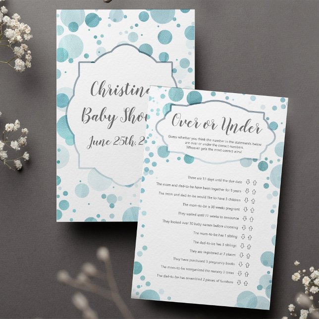 "Over of onder" Baby shower Trendy Blue Stippen Ga (Creator heeft geüpload)