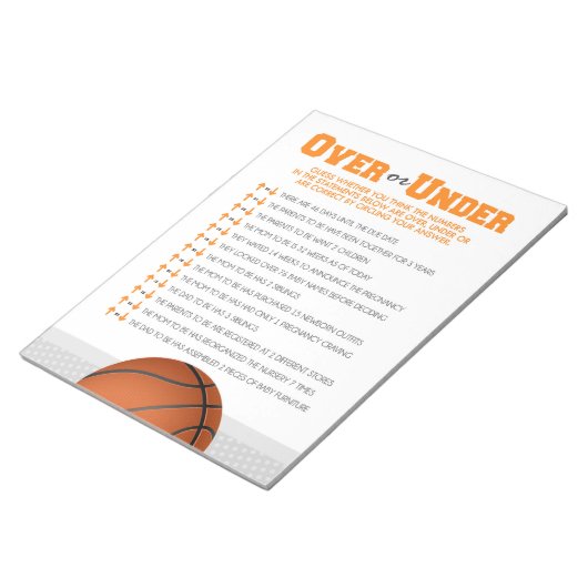 Over of Onder Basketbal Baby shower Game Pack Notitieblok (Schuin)