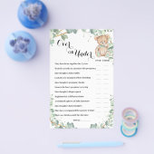 Over of onder Beer Greenery Baby shower Game Card Flyer (Enkel)