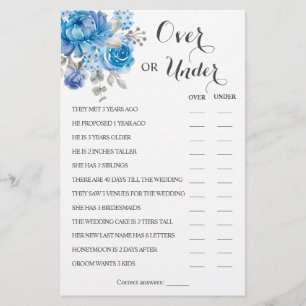Over of Onder Blauwe Bloem Koppel Shower Spelkaart Flyer