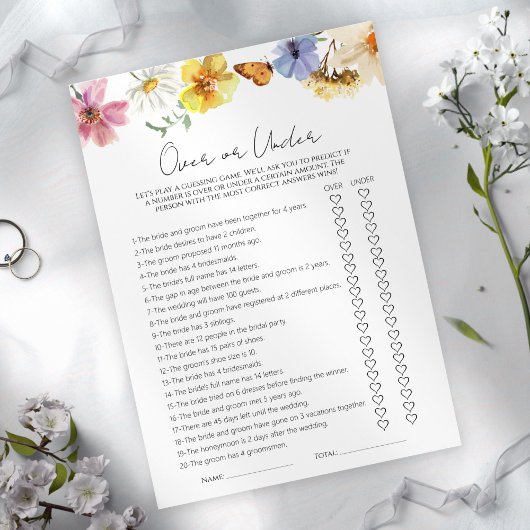 Over of onder | Boho Vrijgezellenfeest Game kaart