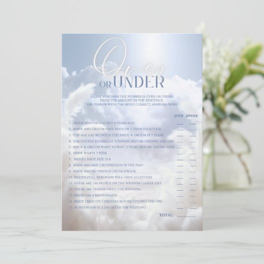 OVER of ONDER Cloud Nine 9 Vrijgezellenfeest SPEL Kaart (Staand voorkant)