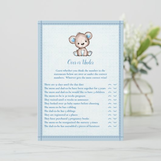 Over of onder Cute Brown Beer Game Kaart (Staand voorkant)