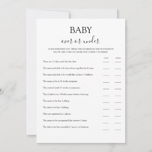 Over of onder de Kaart Baby shower (Voorkant)