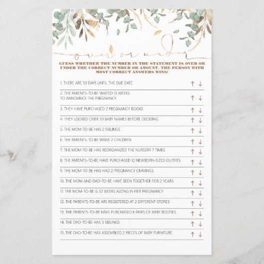 Over of onder de Kaart Baby shower (Voorkant)