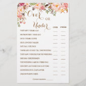 Over of onder de roze Floral Couples Shower Game C Flyer (Voorkant)