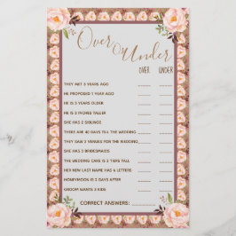 Over of onder de roze Floral Couples Shower Game C Flyer