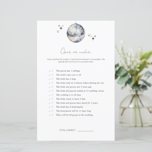 Over of Onder Disco Ball Vrijgezellenfeest spel (Staand voorkant)