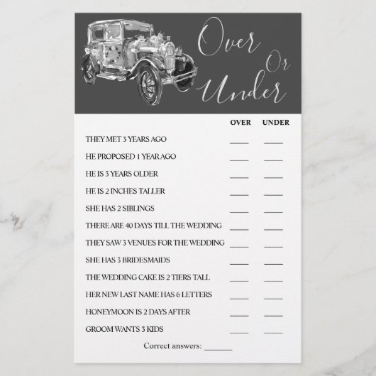 Over of onder een bruiloft voor autoparen — Shower Flyer (Voorkant)