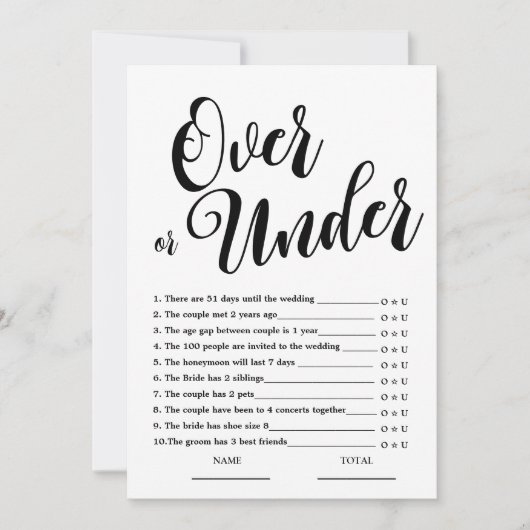 Over of onder eenvoudig Vrijgezellenfeest Kaart (Voorkant)