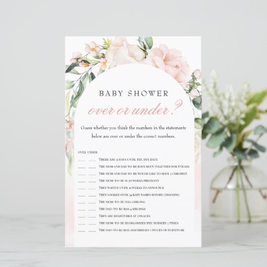 Over of onder Elephant Blush Baby shower Game (Staand voorkant)