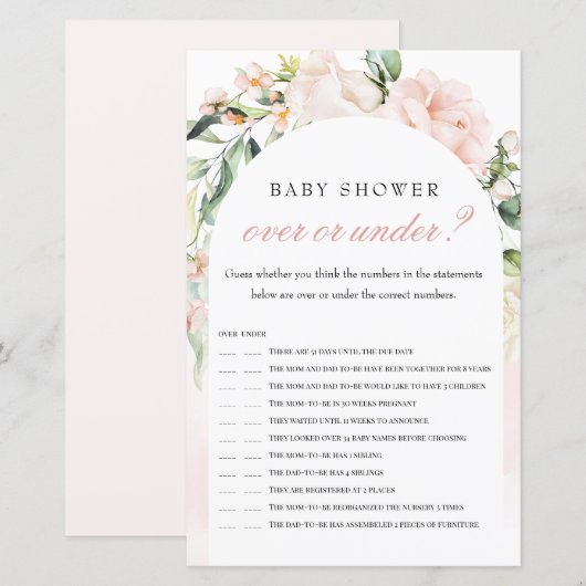 Over of onder Elephant Blush Baby shower Game (Voorkant / Achterkant)