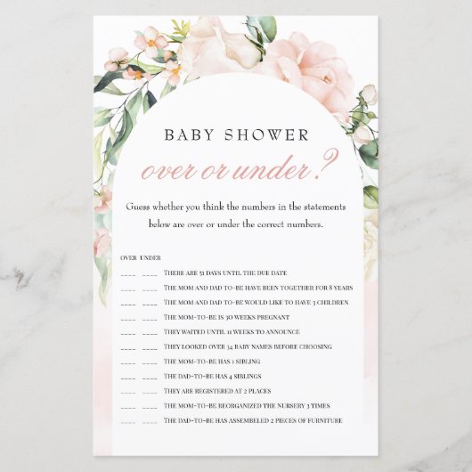 Over of onder Elephant Blush Baby shower Game (Voorkant)