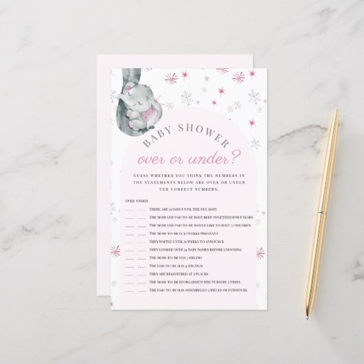 Over of onder Elephant roze Baby shower (Voorkant / Achterkant in situ)