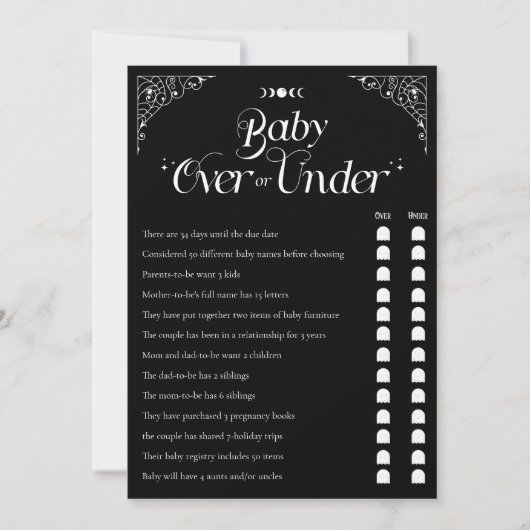 Over of onder Gothic Floral Baby shower Game Kaart (Voorkant)