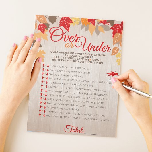 Over of onder Herfst Shower Party Game Pack Notitieblok