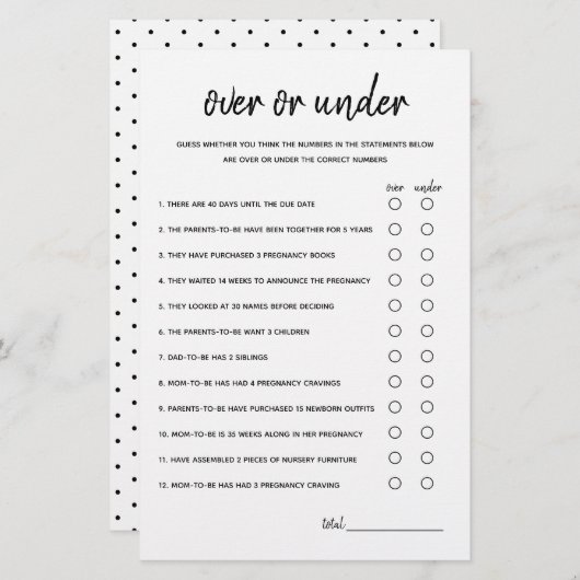 Over of onder het minimalistische Baby shower (Voorkant / Achterkant)