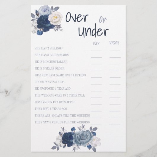Over of Onder Koppel Shower Spelkaart Flyer (Voorkant)