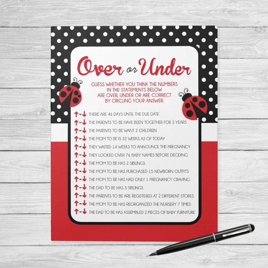 Over of Onder Ladybug Baby shower Game Pack Notitieblok