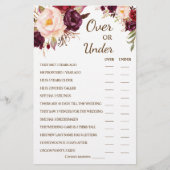 Over of onder Marsala Couples Shower Game Card Flyer (Voorkant)