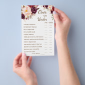 Over of onder Marsala Couples Shower Game Card Flyer (Hand)