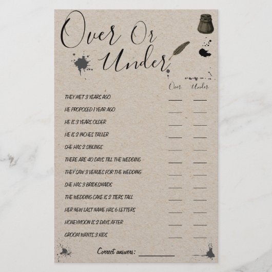 Over of onder | Pen- en inktschoenspelkaart Flyer (Voorkant)