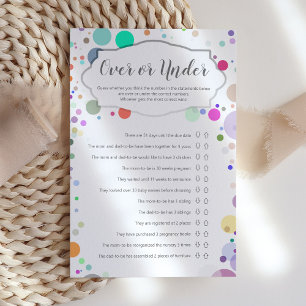 "Over of onder" Polka Dots Baby shower Game