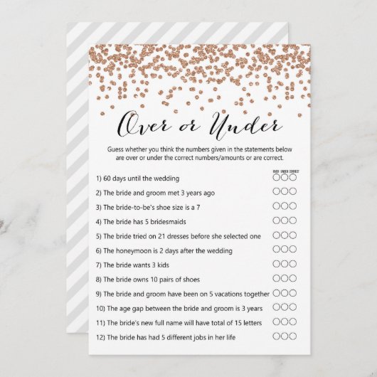 Over of onder Roos Gold Vrijgezellenfeest Game 5x7 Kaart (Voorkant / Achterkant)