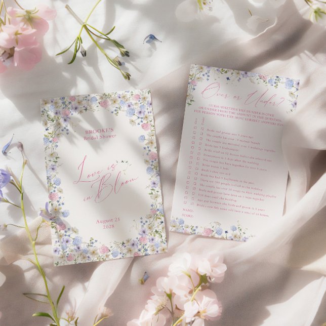 Over of onder? Roze Bloemen Vrijgezellenfeest Spel (Over or under? Pink Floral Bridal Shower Game)