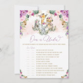 Over of onder Safari Dieren Baby shower Game Kaart (Voorkant)