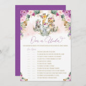 Over of onder Safari Dieren Baby shower Game Kaart (Voorkant / Achterkant)