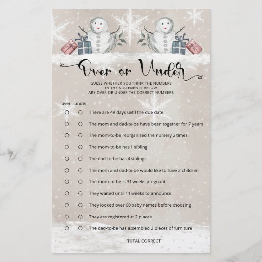 Over of onder Snowman Baby shower (Voorkant)