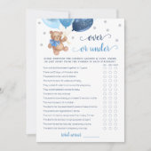 Over of Onder Spel Baby shower Teddy Bear Kaart (Voorkant)