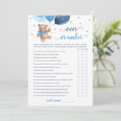 Over of Onder Spel Baby shower Teddy Bear Kaart (Staand voorkant)