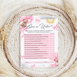 Over of onder spel, Beer Baby shower spel