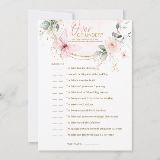 Over of onder spel Butterfly Wildflowers spel Kaart (Voorkant)