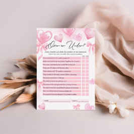 Over of onder spel, Valentijnse Baby shower spel