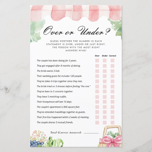 Over of onder vers van de markt bruidsspel (Voorkant)