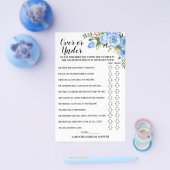 Over of onder Vrijgezellenfeest Blue Flowers Game  Flyer (Enkel)