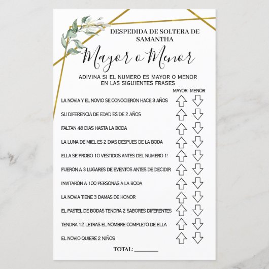 Over of Onder vrijgezellenfeest Spaans spaans spel (Achterkant)