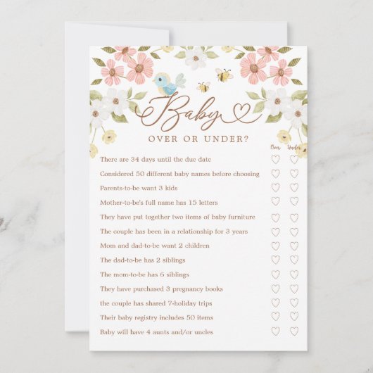 Over of onder Woodland Beer Baby shower Game Kaart (Voorkant)