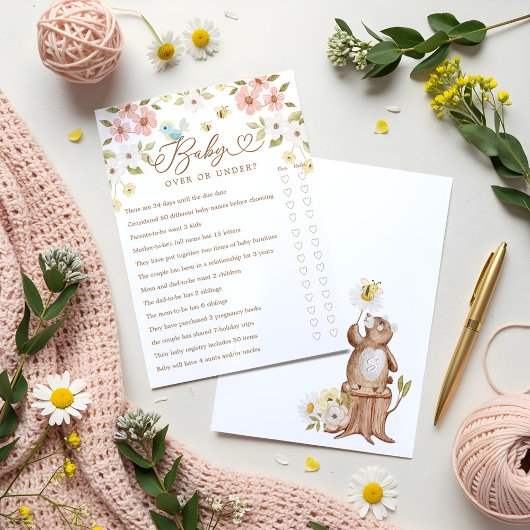 Over of onder Woodland Beer Baby shower Game Kaart