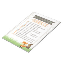 Over of Onder Woodland Fox Baby shower Game Pack Notitieblok