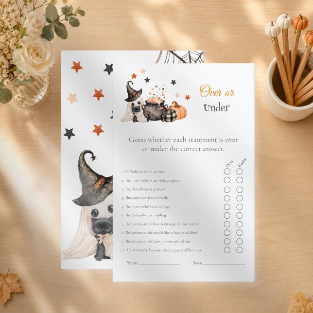 Over of Under Halloween Geslacht Reveal Spel (Over or Under Halloween Gender Reveal Game)