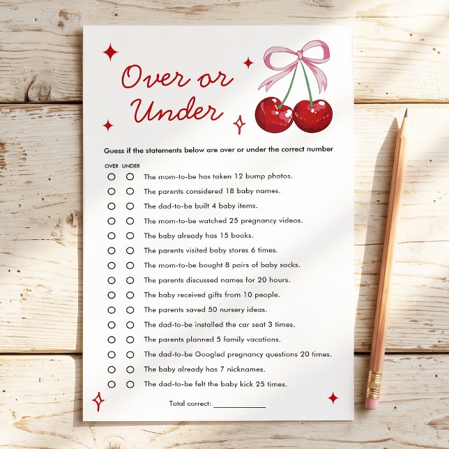 Over of Under Kers op de Top Boog Baby Shower Spel (Creator heeft geüpload)