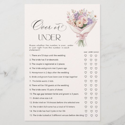 Over of Under Off de markt Vrijgezellenfeest spel (Voorkant)